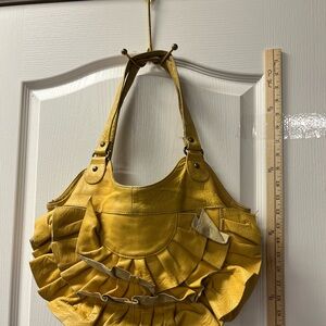 Chic Yellow Ruffled Shoulder Bag